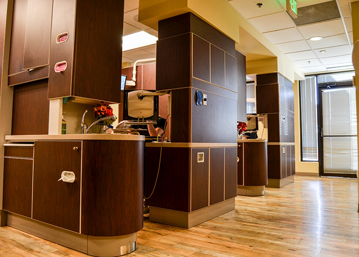 Reception area and front door of dental office